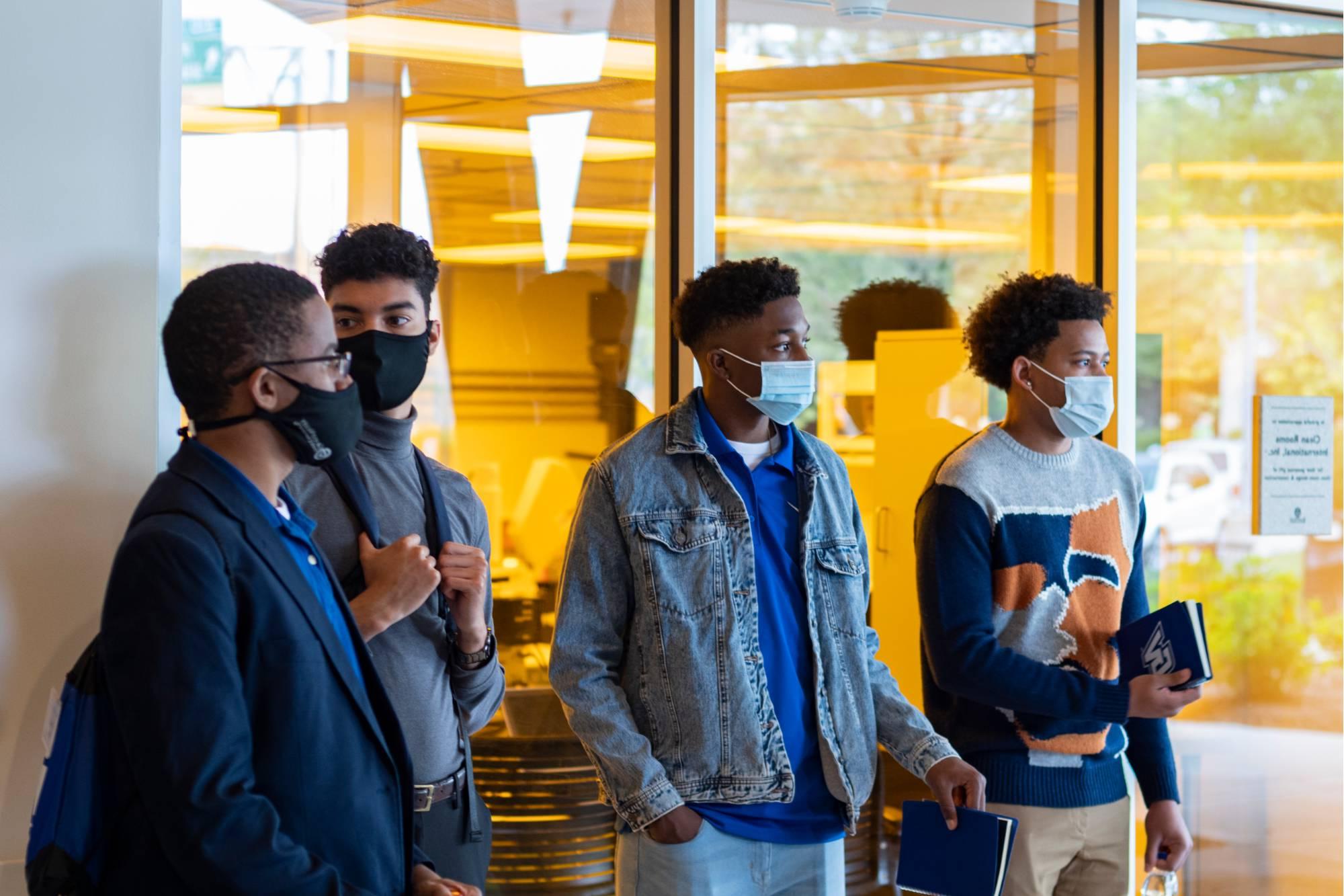 Fort Valley State University students view the Clean Room Lab in Kennedy Hall of Engineering